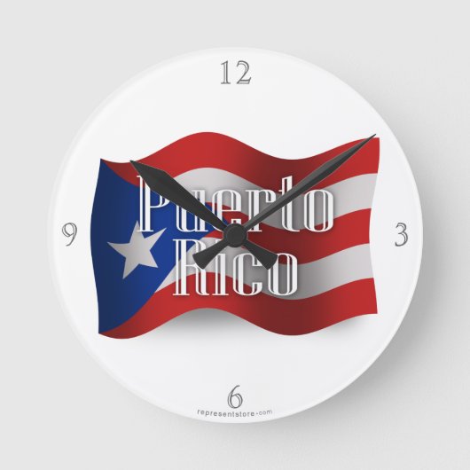 Horloge Ronde Drapeau Porto Rico Waving (Recto)