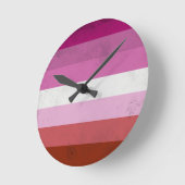 Horloge Ronde Drapeau rose lesbien (Angle)