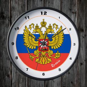 Horloge Ronde Drapeau russe & Russie tendance mode / design