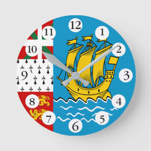 Horloge Ronde Drapeau Saint-Pierre-et-Miquelon