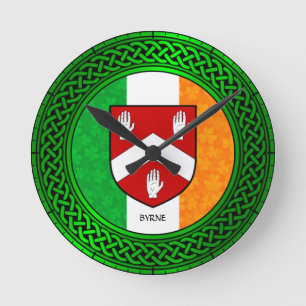 Horloge Ronde Drapeau Shamrock irlandais - Byrne