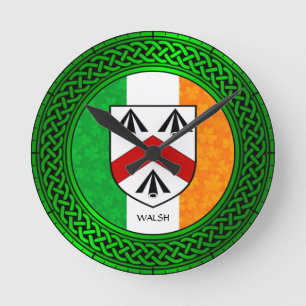 Horloge Ronde Drapeau Shamrock irlandais - Walsh