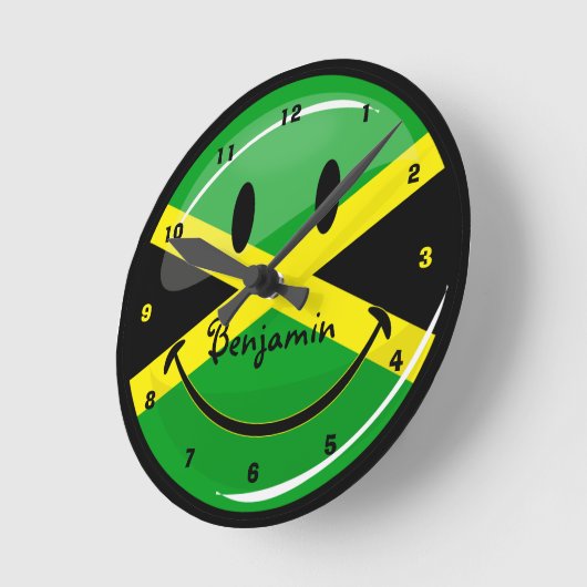 Horloge Ronde Drapeau souriant jamaïcain (Angle)