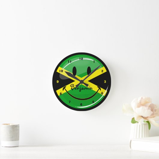 Horloge Ronde Drapeau souriant jamaïcain (Maison)