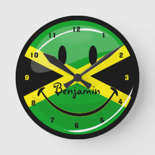Horloge Ronde Drapeau souriant jamaïcain