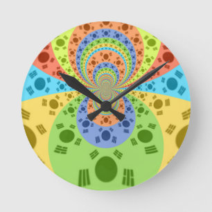 Horloge Ronde Drapeau sud-coréen Inspiré Art Abstrait Impression