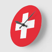 Horloge Ronde Drapeau suisse (Angle)