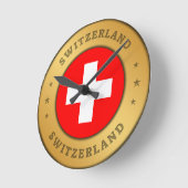Horloge Ronde Drapeau Suisse (Angle)