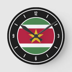 Horloge Ronde Drapeau Suriname élégant