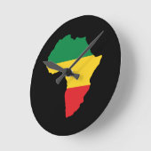 Horloge Ronde Drapeau vert, or et Afrique rouge (Angle)