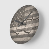Horloge Ronde Drapeau vintage américain fracturé (Angle)