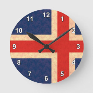 Horloge Ronde Drapeau vintage d'Islandais de motif