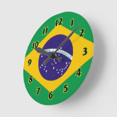 Horloge Ronde Drapeau WallClocks du Brésil (Angle)