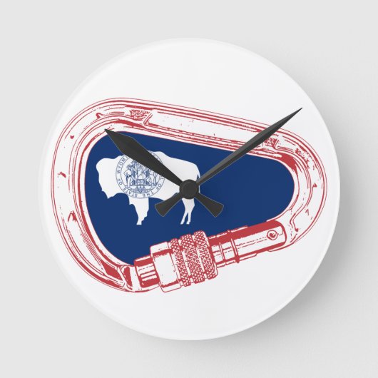 Horloge Ronde Drapeau Wyoming Escalade Carabiner (Recto)