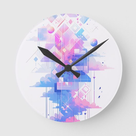 Horloge Ronde Dreamy Geometric Skyscape (Recto)