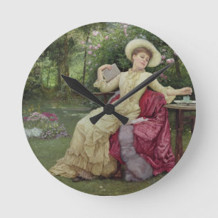 Horloge Ronde Drinking Coffee and Reading in the Garden