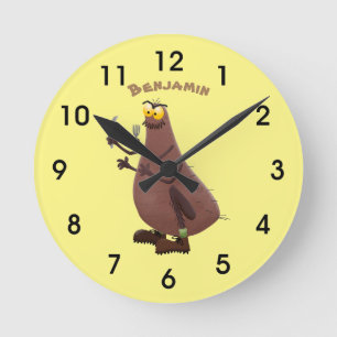 Horloge Ronde Drôle affamé pulette affamée dessin animé