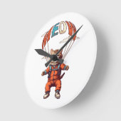 Horloge Ronde Drôle chat Skydiving (Angle)