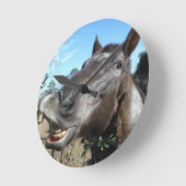 Horloge Ronde Drôle Cheval brun visage (Angle)