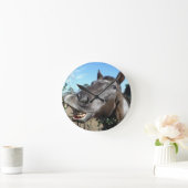Horloge Ronde Drôle Cheval brun visage (Maison)