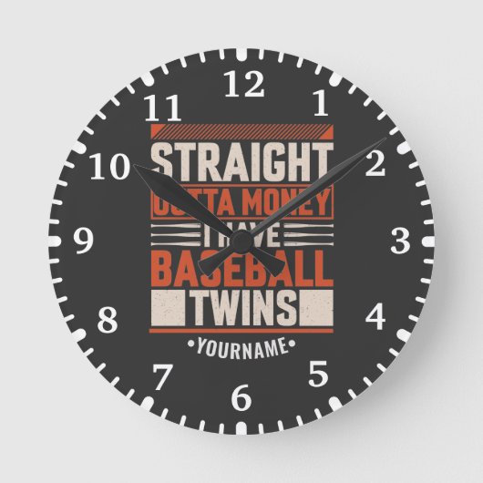 Horloge Ronde Drôle de baseball jumeau cadeau parent (Recto)