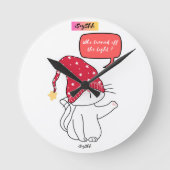 Horloge Ronde drôle de chat, qui a éteint la lumière ? (Recto)