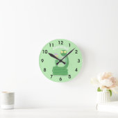 Horloge Ronde Drôle de serpent vert avec caricature de maraca (Maison)