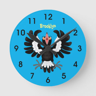 Horloge Ronde Drôle dessin animé de Magpie australienne