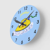 Horloge Ronde Drôle dessin animé linge de fer (Angle)