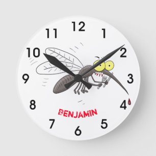 Horloge Ronde Drôle dessin d'insecte moustique