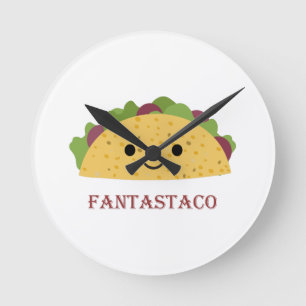 Horloge Ronde Drôle Fantastaco Taco Pun Mignon Kawaii Taco