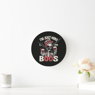 Horloge Ronde Drôle je suis juste ici pour les fantômes squelet