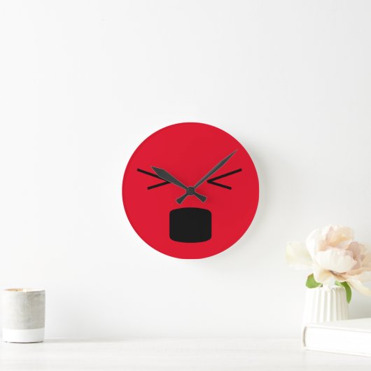 Horloge Ronde Drôle noir rouge blessant visage fâché (Maison)