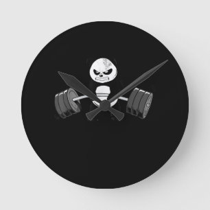 Horloge Ronde Drôle Panda Entraînement Kitten Gym Deadlift Puiss