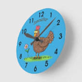 Horloge Ronde Drôle poulet rustique whimsical dessin animé (Angle)