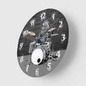 Horloge Ronde Drôle Punk Rock Drummer Ours Jouer Drums Rocker (Angle)