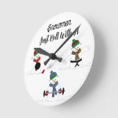 Horloge Ronde Drôle Snowmen Travailler (Angle)