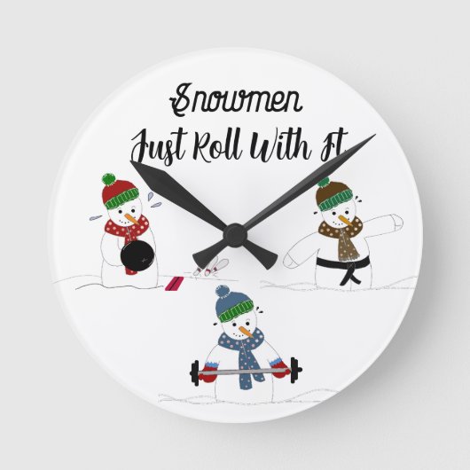 Horloge Ronde Drôle Snowmen Travailler (Recto)