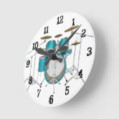 Horloge Ronde Drum Kit : Wall Clock (Angle)