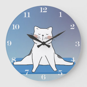 Horloge ronde du chat de yoga
