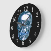 Horloge ronde du crâne Chrome bleu (Angle)