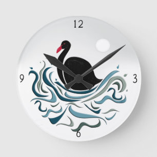 Horloge ronde du cygne noir