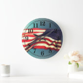 Horloge ronde du drapeau américain (Maison)