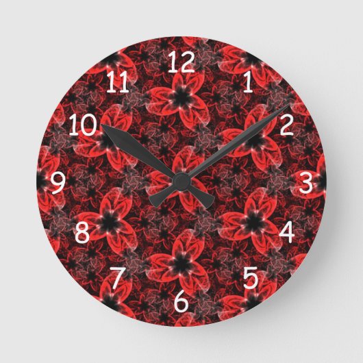 Horloge ronde du spectacle Floral rouge et noir (Recto)