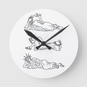 Horloge Ronde Dudette - Gris ligne art 24h/24