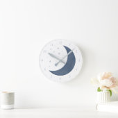 Horloge Ronde Eau de lune et étoiles bleu marine aquarelle (Maison)