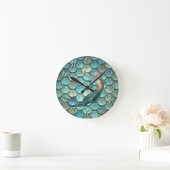 Horloge Ronde Écailles de queue de sirène sur sirène (Maison)