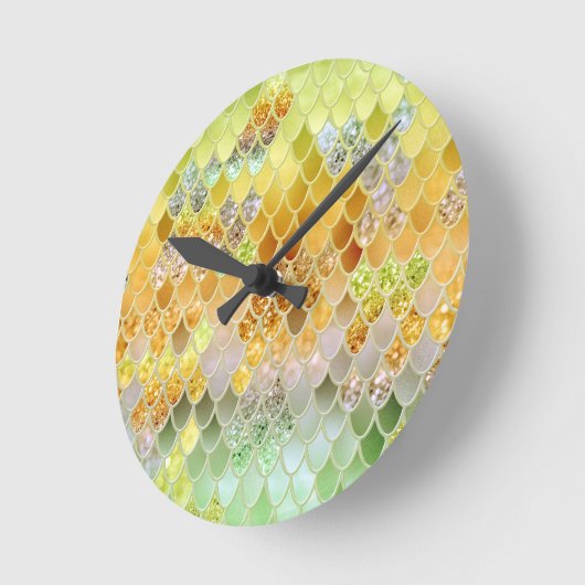 Horloge Ronde Échelles de Parties scintillant de sirène d'été #5 (Angle)