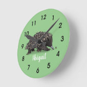 Horloge Ronde Echidna mignonne avec dessin animé d'abeille (Angle)