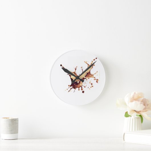 Horloge Ronde Éclaboussure de café (Maison)